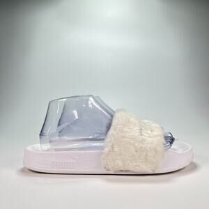 PUMA Fenty White Faux Fur Slides Rihanna Sandals Slippers Women’s Size 7.5